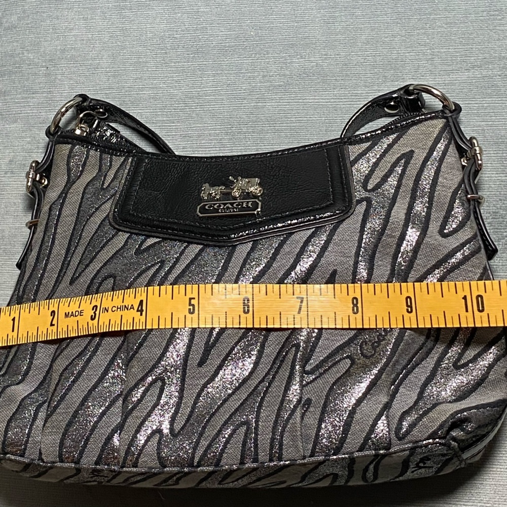 EUC coach metallic zebra print purse 10.5” x 6.5” x 3.25”; 6.5 handle drop - Picture 16 of 16